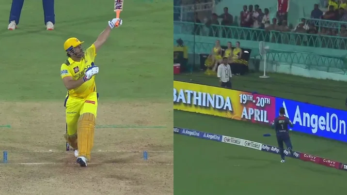 MS Dhoni One Handed Six