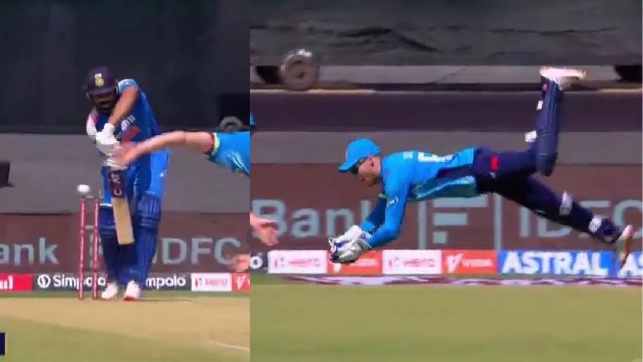 Phil Salt Catch To Dismiss Rohit Sharma