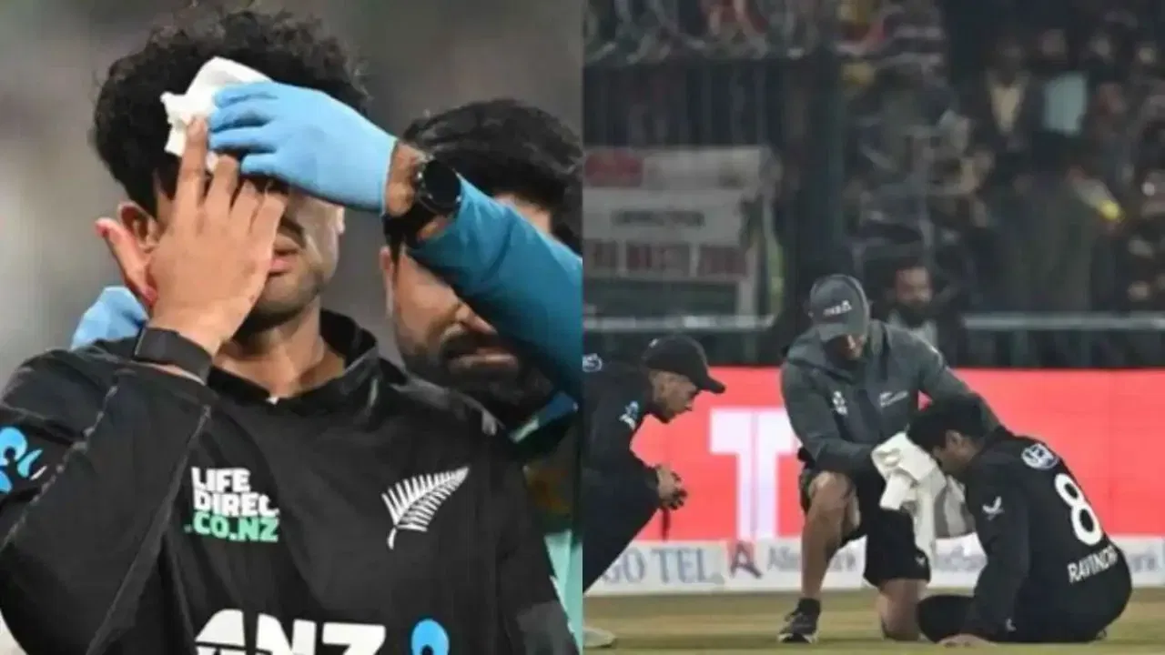 Rachin Ravindra Injury In Gaddafi Stadium Lahore