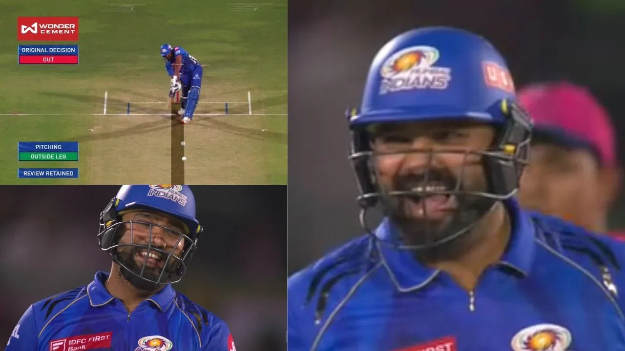 Watch: Rohit Sharmas priceless reaction after last-second review saves him against RR