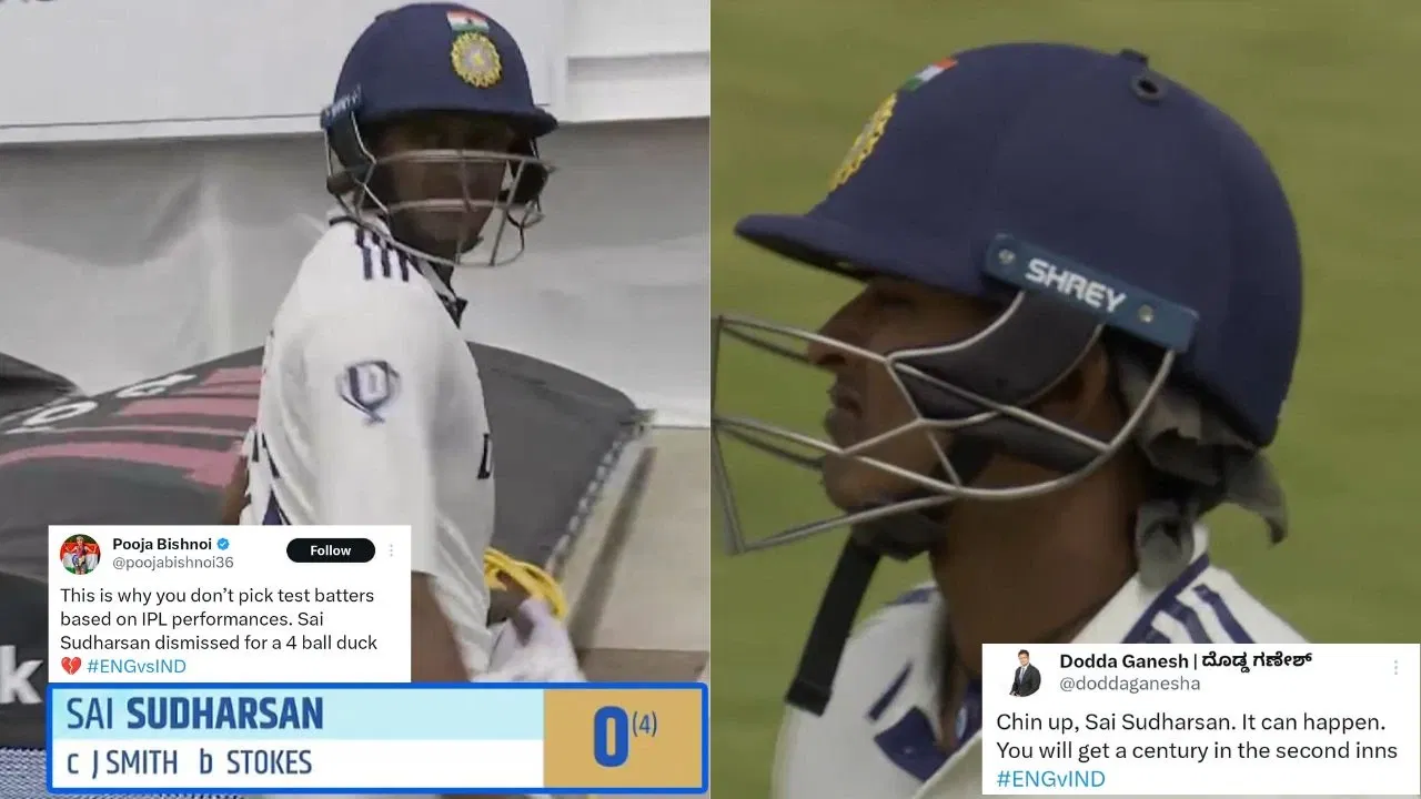 IPL ka sher, Test mein zero: Twitter brutally trolls Sai Sudharsan for 4-ball duck on debut