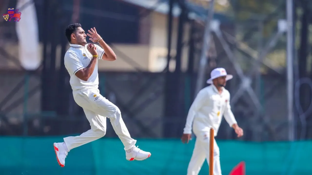 Tushar Deshpande bags a hat-trick in Mumbai vs Chandigarh Ranji Trophy match Tushar Deshpande bags a hat-trick in Mumbai vs Chandigarh Ranji Trophy match