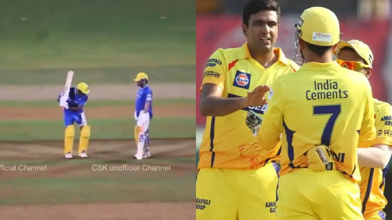 Watch Ravichandran Ashwin Gives Batting Tips To MS Dhoni Ahead Of IPL 2025 Season