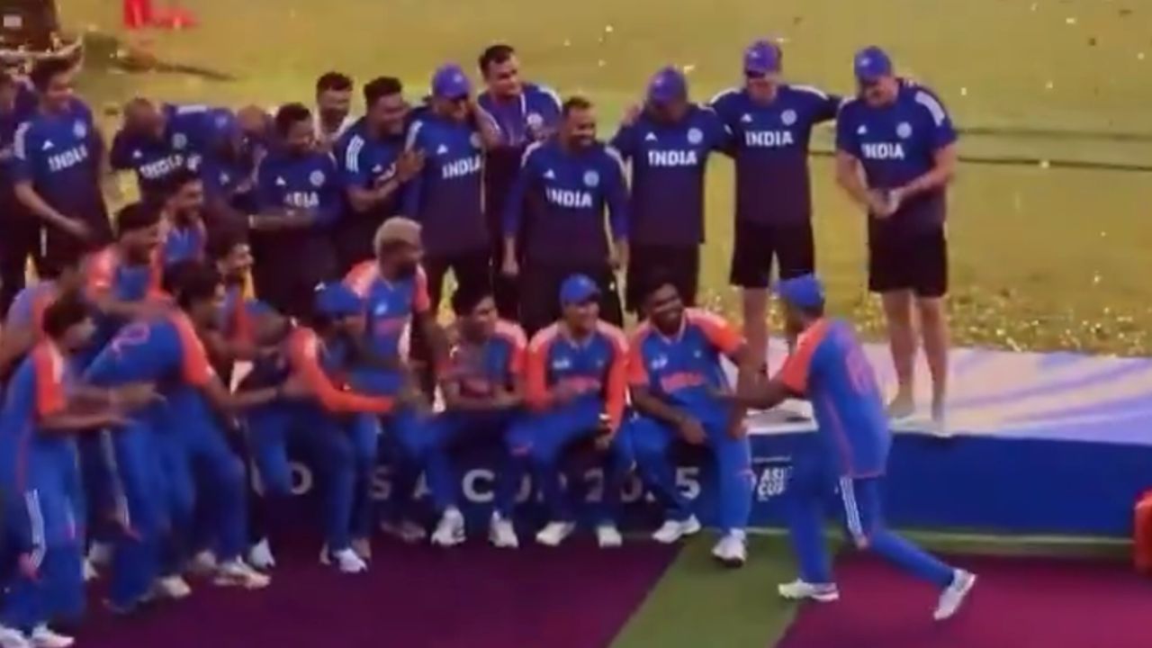 Watch: Suryakumar Yadav imitates Rohit Sharma's iconic celebration without Asia Cup trophy after insulting Mohsin Naqvi