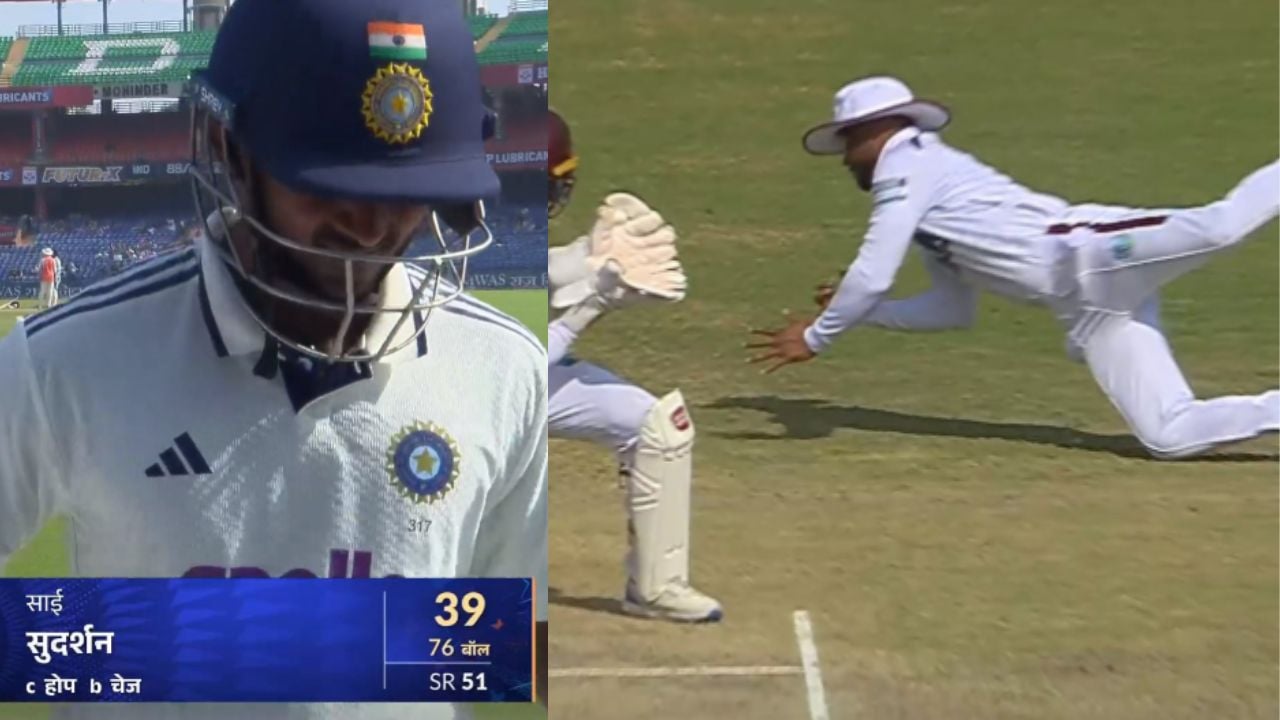 Shai Hope's one handed blinder ends Sai Sudharsan's long stay in the second innings