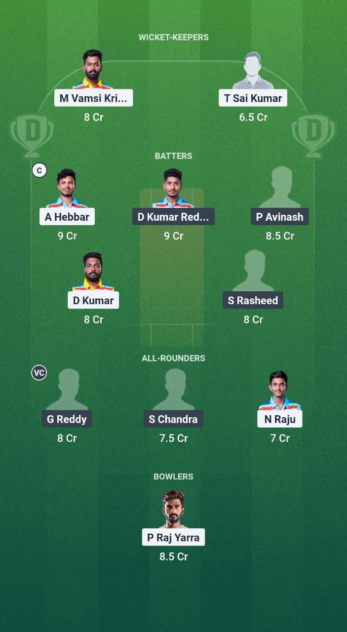 VSS vs ROR Dream11 Prediction Fantasy Cricket Tips Dream11 Team Andhra T20 League