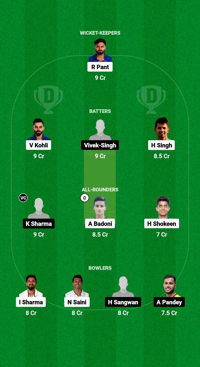 DEL vs RAI Dream11 Prediction Fantasy Cricket Tips Dream11 Team India Domestic Test Championship