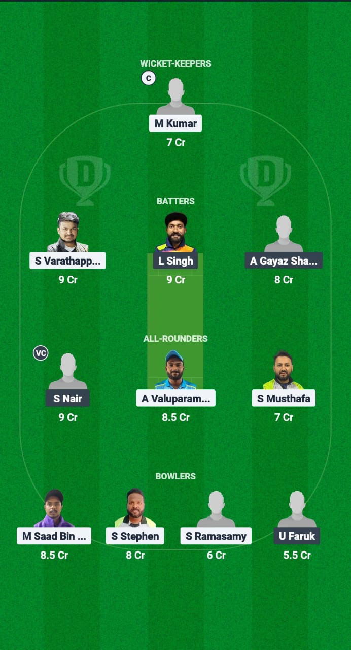 KRM vs SBS Dream11 Prediction Fantasy Cricket Tips Dream11 Team Kuwait Challengers League A T20