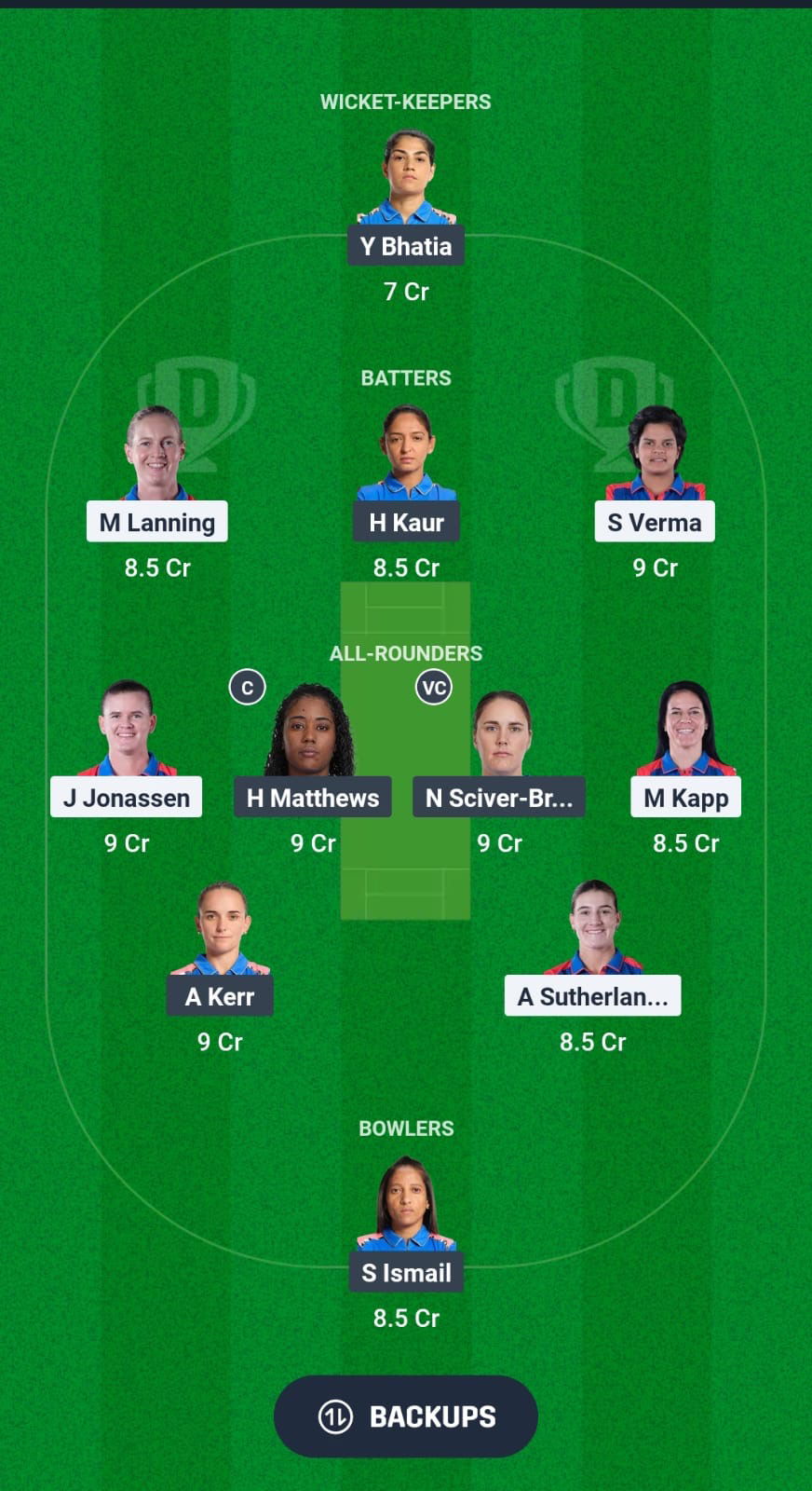 Del-w vs mum-w dream11 predict