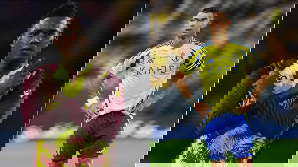 West Indies Akeal Hosein and Cristiano Ronaldo