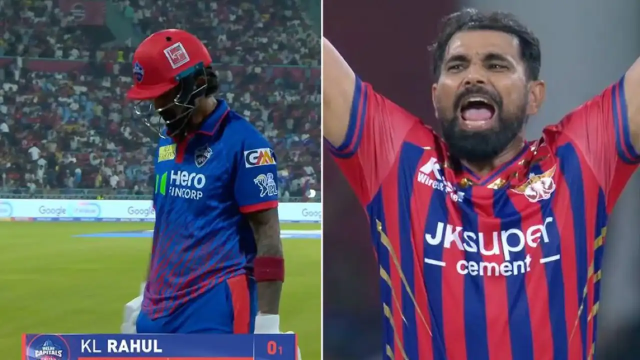 Mohammed Shami gets a dream start dismisses KL Rahul for a golden duck in LSG vs DC IPL 2026 clash