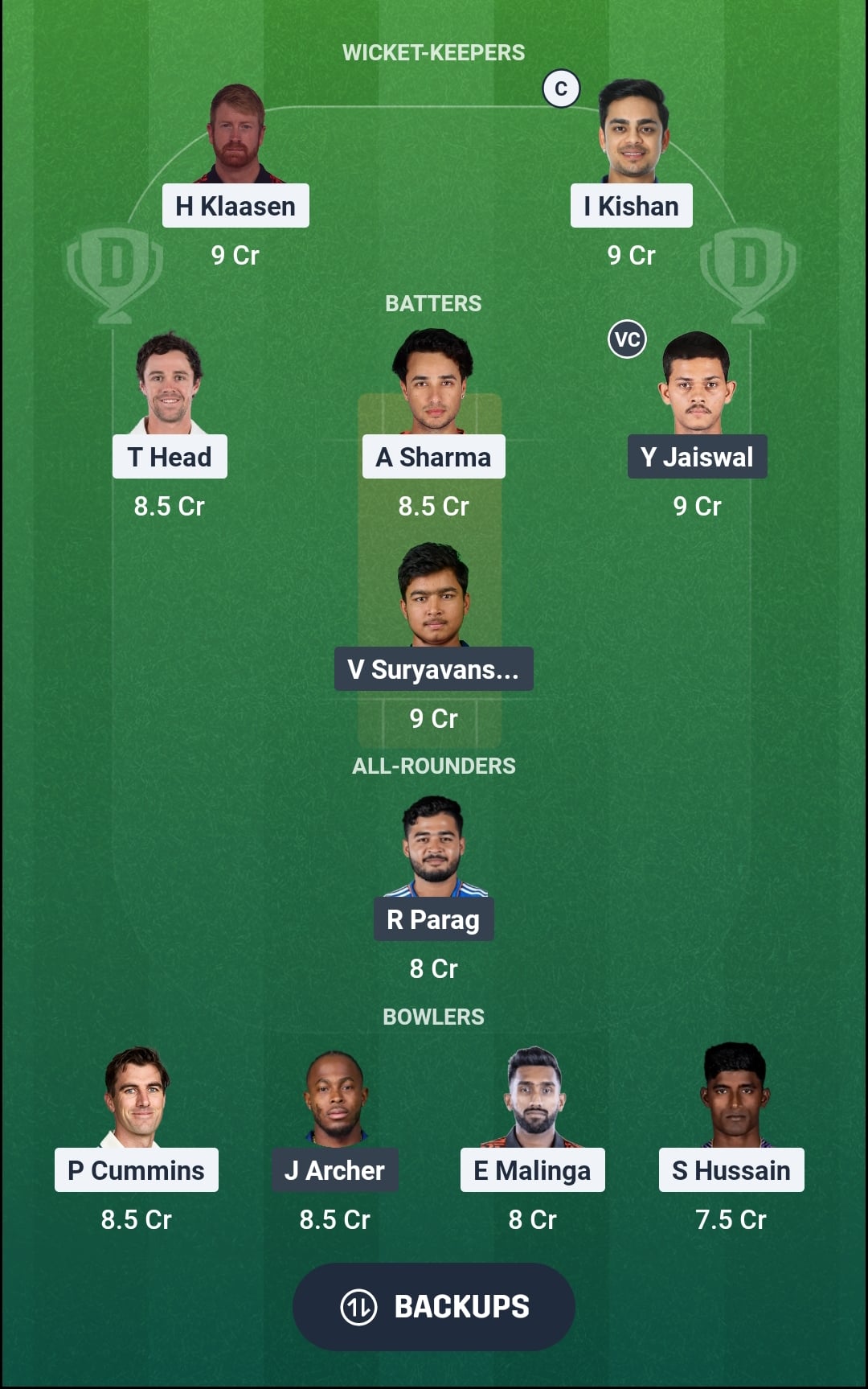 SRH vs RR Dream11 Prediction Fantasy Cricket Tips Dream11 Team IPL 2026