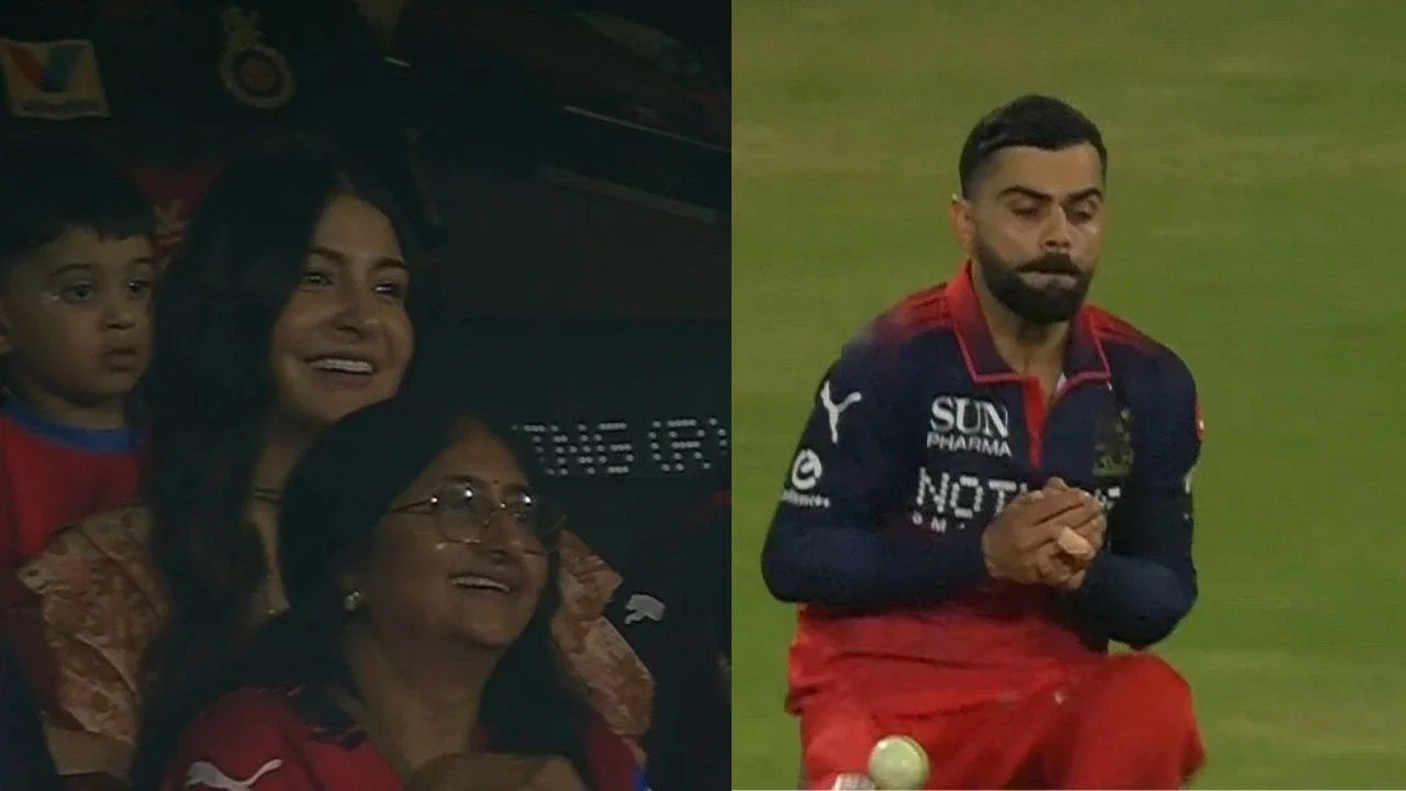 Anushka Sharma laughs as Virat Kohli drops a sitter in RCB vs SRH clash (Watch Video)
