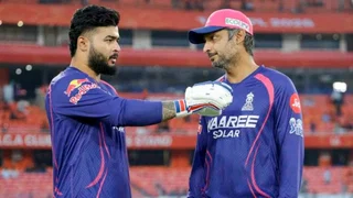 Riyan Parag and Kumar Sangakkara