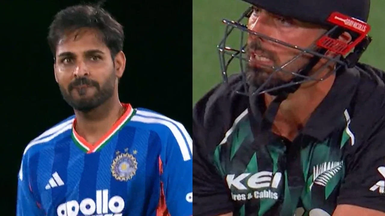 Watch: Bhuvneshwar Kumar ends 1,434-day wait for international wicket, cleans up Daryl Mitchell