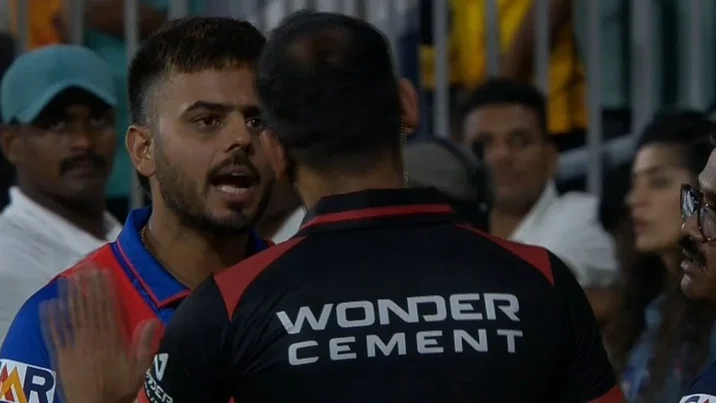 Nitish Rana angry with the umpire