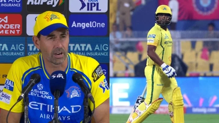 Sanju Samson and Stephen Fleming