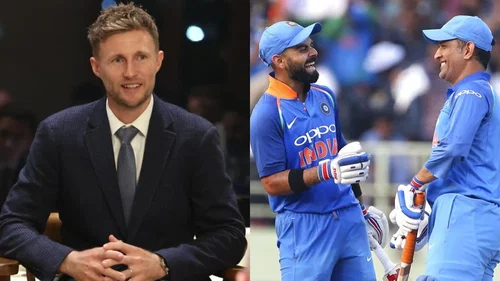 Joe Root, MS Dhoni and Virat Kohli