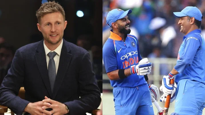 Joe Root, MS Dhoni and Virat Kohli