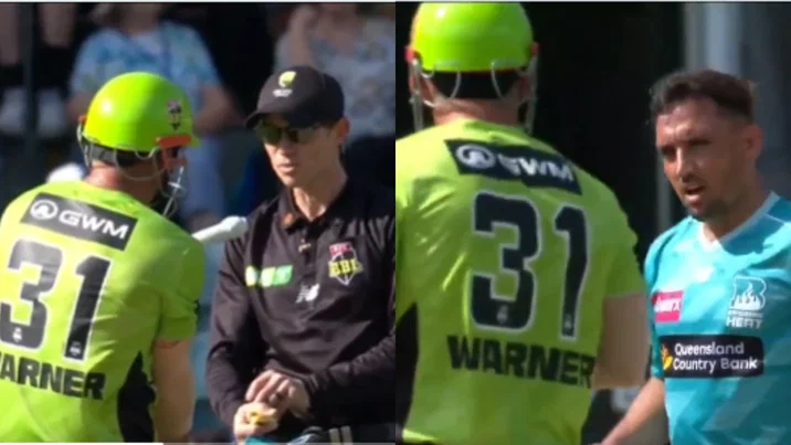 David Warner and Zaman Khan