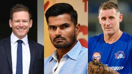 Eoin Morgan, S Badrinath and Michael Hussey