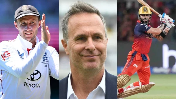 Joe Root, Michael Vaughan and Virat Kohli