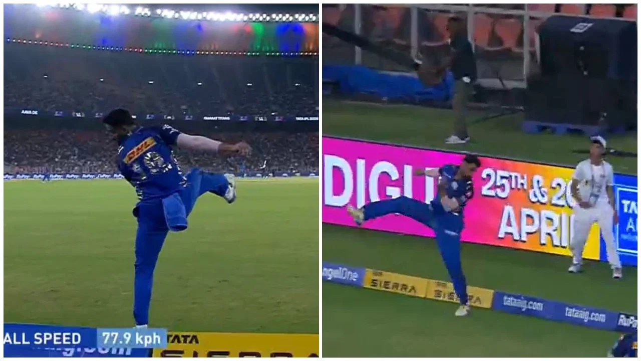 Naman Dhir takes a brilliant catch to dismiss Washington Sundar in MI vs GT Clash