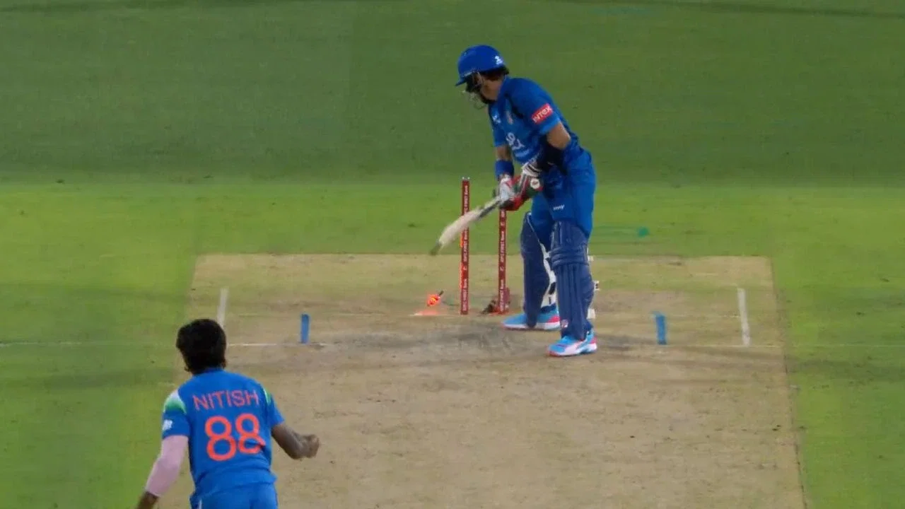 Nitish Kumar Reddy bamboozles centurion Rahmanullah Gurbaz with deadly yorker in Dharamsala Nitish Kumar Reddy bamboozles centurion Rahmanullah Gurbaz with deadly yorker in Dharamsala