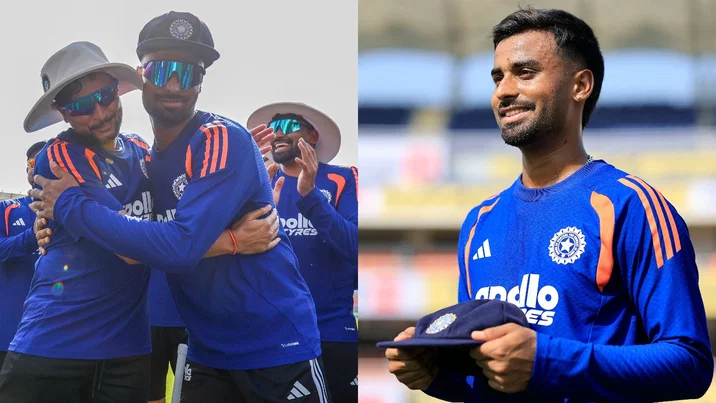 Ravindra Jadeja S Successor Manav Suthar Makes India Test Debut Receives Cap From Kuldeep Yadav