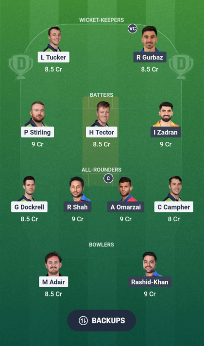 IRE vs AFG dream 11
