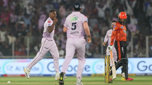 Kagiso Rabada gives a fiery send-off to Abhishek Sharma during GT vs SRH clash