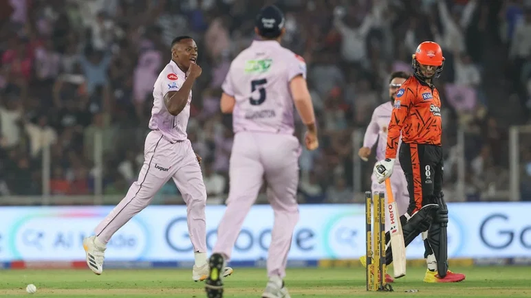 Kagiso Rabada gives a fiery send-off to Abhishek Sharma during GT vs SRH clash