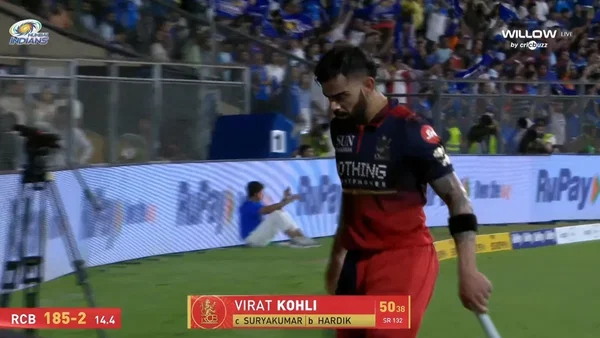 Virat Kohli throws gloves and helmet in frustration after dismissal vs MI in IPL 2026 clash