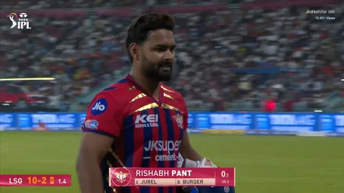 Rishabh Pant out for duck