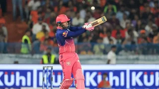 Donovan Ferreira hits a 102-meter six to Harsh Dubey during SRH vs RR clash