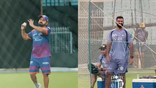 Watch Rohit Sharma Hilariously Copies KKR Coach Abhishek Nayars Bowling Action