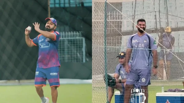 Watch Rohit Sharma Hilariously Copies KKR Coach Abhishek Nayars Bowling Action