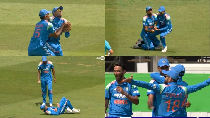 Watch Shubman Gill Gurnoor Brar Collide Taking Jos Buttlers Catch Virat Kohlis Reaction Goes Viral