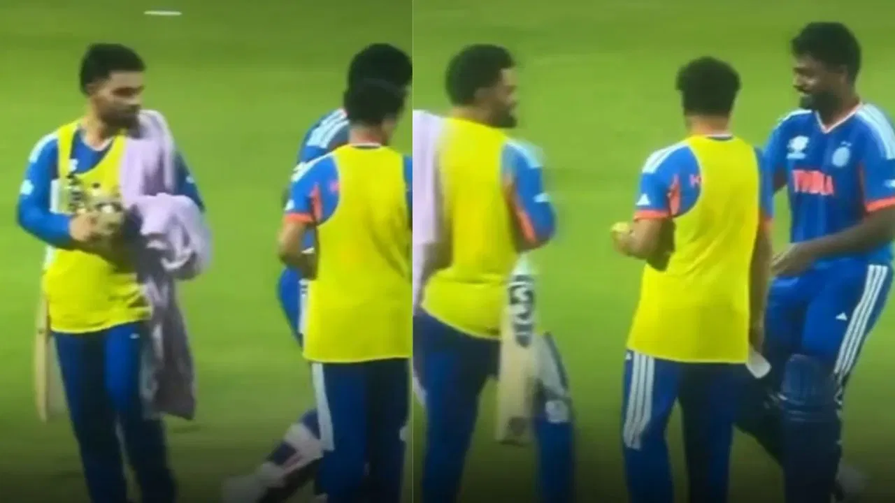Rinku Singh accidentally &lsquo;steals&rsquo; Sanju Samson&rsquo;s bat mid-match! Hilarious video goes viral