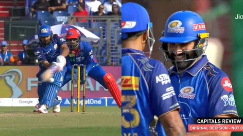 Rohit Sharma smiles cheekily after deluding KL Rahul and Axar Patel to take a wrong review