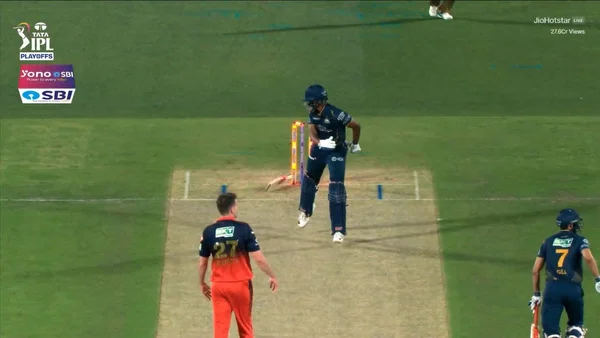 Sai Sudharsan dismissed in bizarre hit-wicket fashion during Qualifier 1 vs RCB