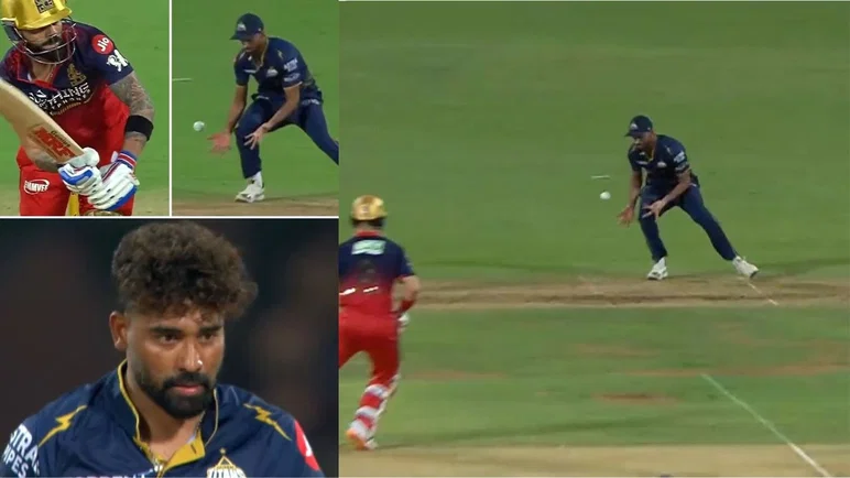 Washington Sundar drops Virat Kohli on his first ball in RCB vs GT clash