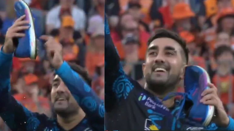 Tabraiz Shamsi pulls off iconic shoe-call celebration after picking maiden BBL wicket