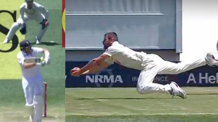 Joe Root bamboozled by a SUPERMAN effort from Michael Neser