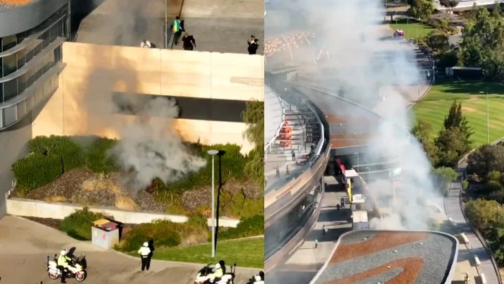 Small Fire Has Broken Out Outside Optus Stadium During The Sydney Sixers Vs Perth Scorchers Playoff BBL Qualifier