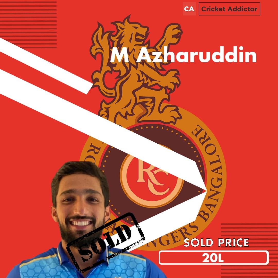Mohammed Azharuddeen, IPL 2021 Auction, Royal Challengers Bangalore