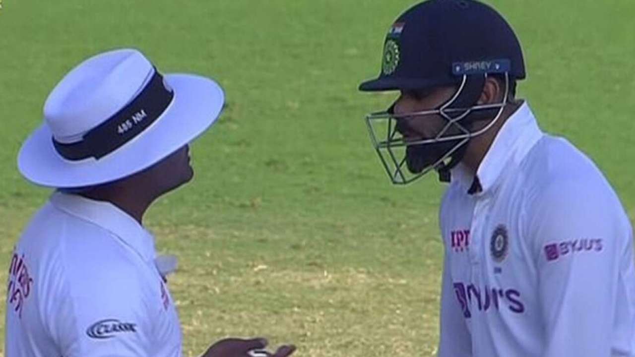 Virat Kohli argues with umpire Nitin Menon during second Test in Chennai (Credits: Screengrab)