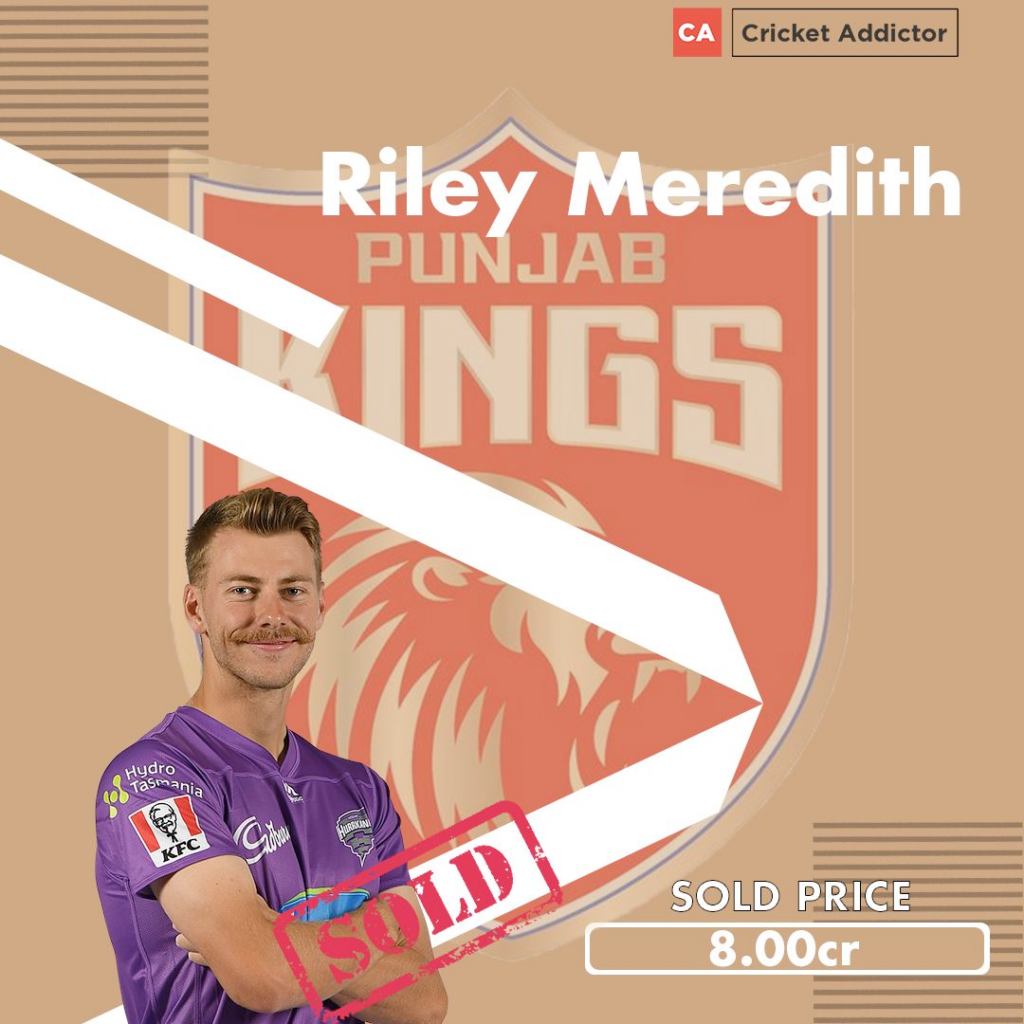 Riley Meredith, Punjab Kings, Kings XI Punjab