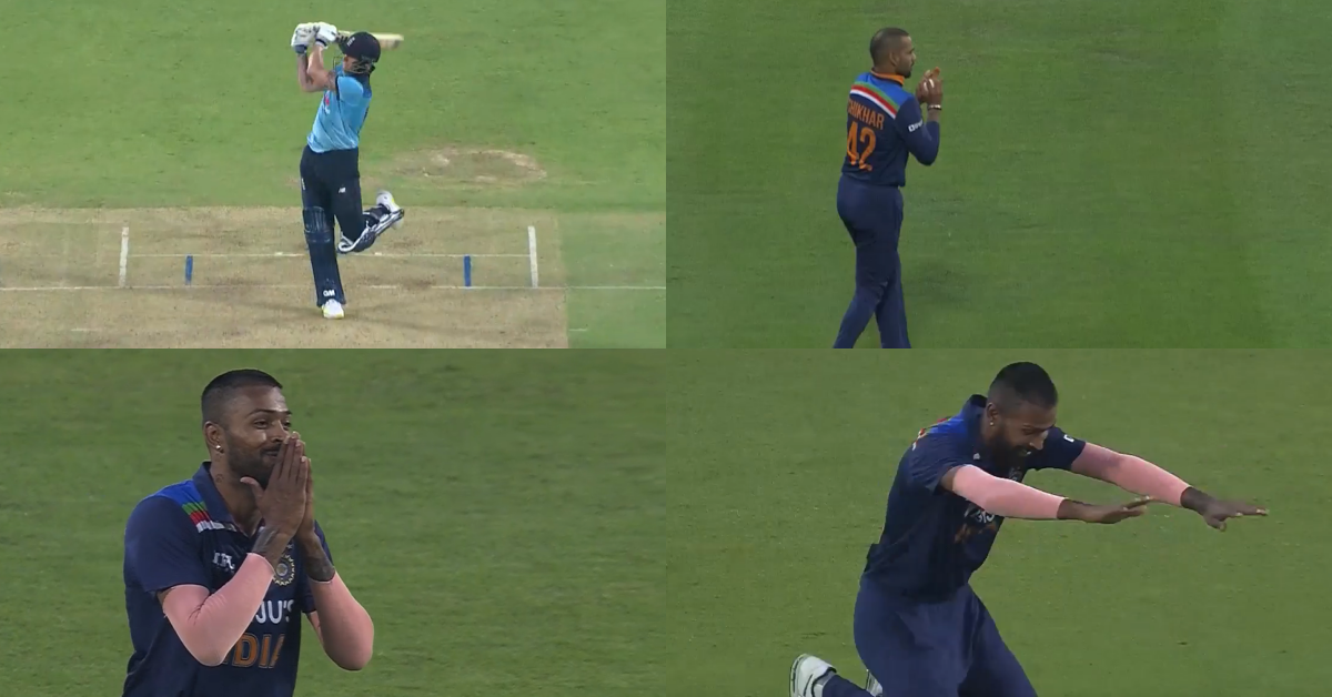 Hardik Pandya Celebrates Ben Stokes Wicket Dhawan Catch