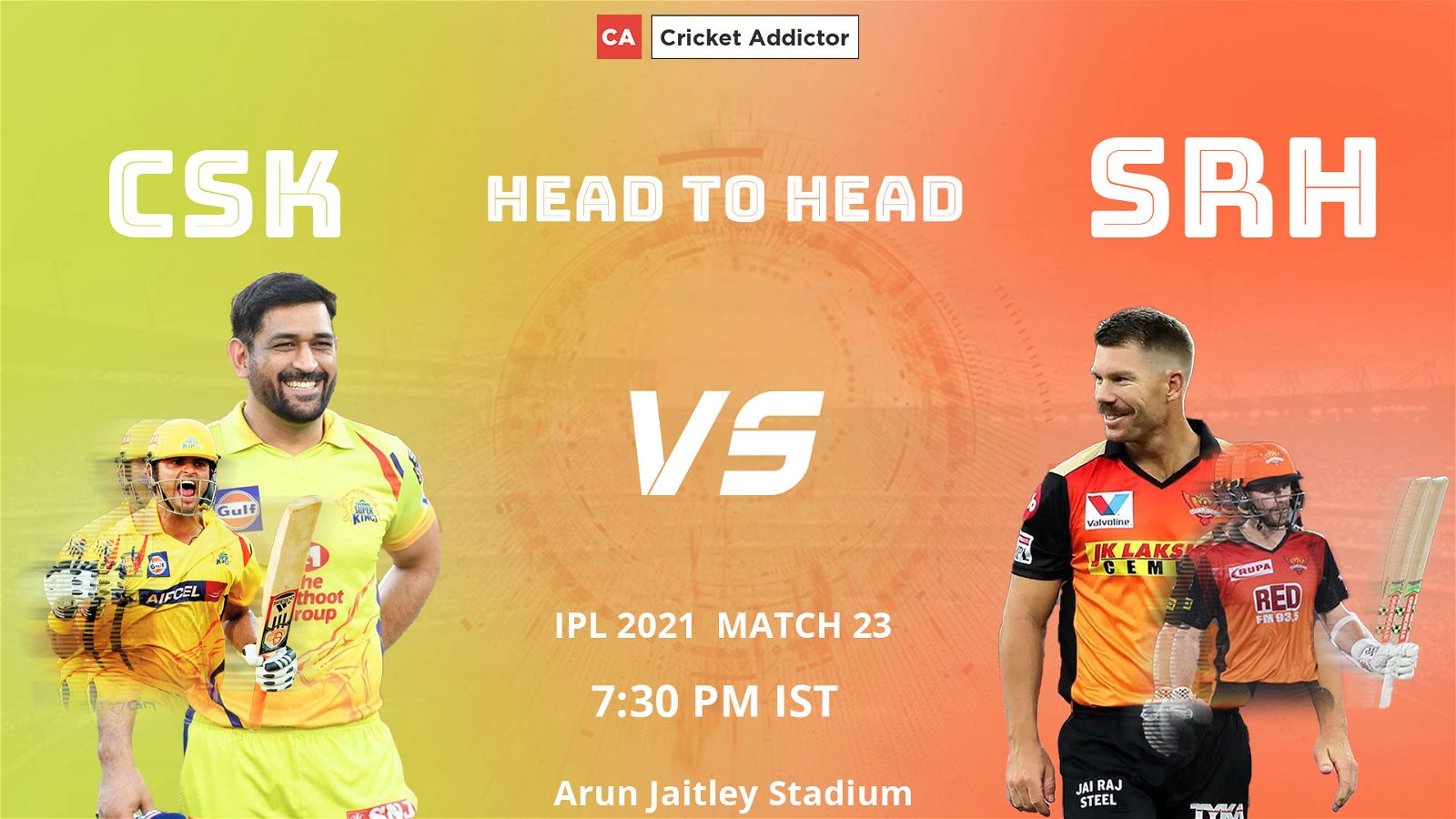 IPL 2021, CSK vs SRH, Head-to-Head